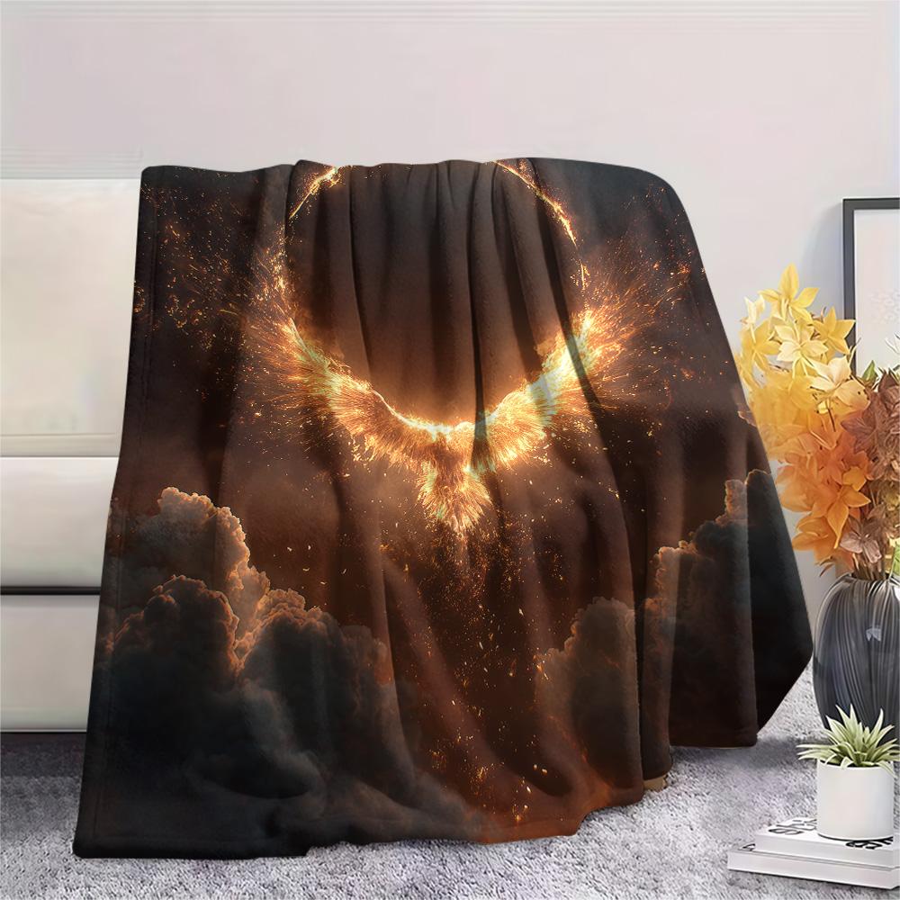 Flame Phoenix  Print Flannel Blanket, High quality Comfortable for All Seasons, Home Decor, Warmth and Comfort