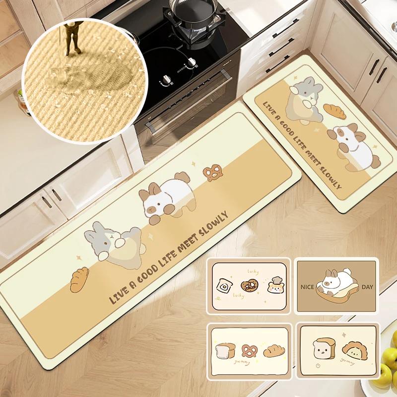 Cartoon Kitchen Floor Mat Water Absorbent Runner Rug Printed Bathroom Entrance Door Mat Non-slip Kitchen Long Carpet Tapis