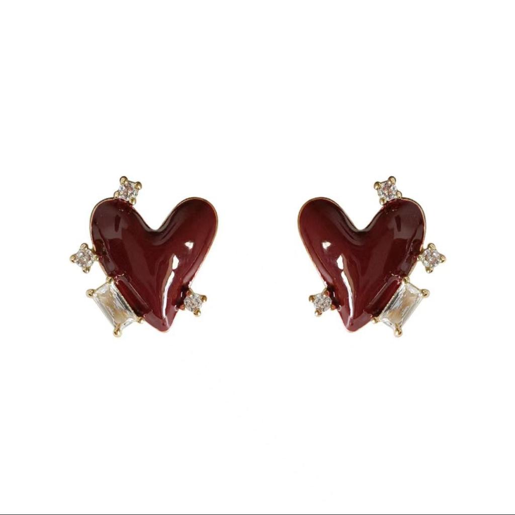 2025 Retro Red Diamond Earrings: Chic, High-End Design for Women
