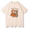 Punch Monkey Tshirt Cute Baby Monkey with Plush Toy Graphic T Shirts Emotional Gift Animal Lovers Pure Cotton Top Women Unisex Tee