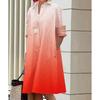 Novos produtos de outono, camisa com gola estampada de bolinhas de temperamento fashion, manga comprida, vestido médio e longo