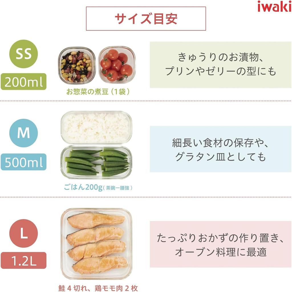 [Amazon.co.jp Exclusive] iwaki Heat-Resistant Glass Storage Containers, Sheer Rose, Set of 4, Pack & Microwave, F-PRN4P2