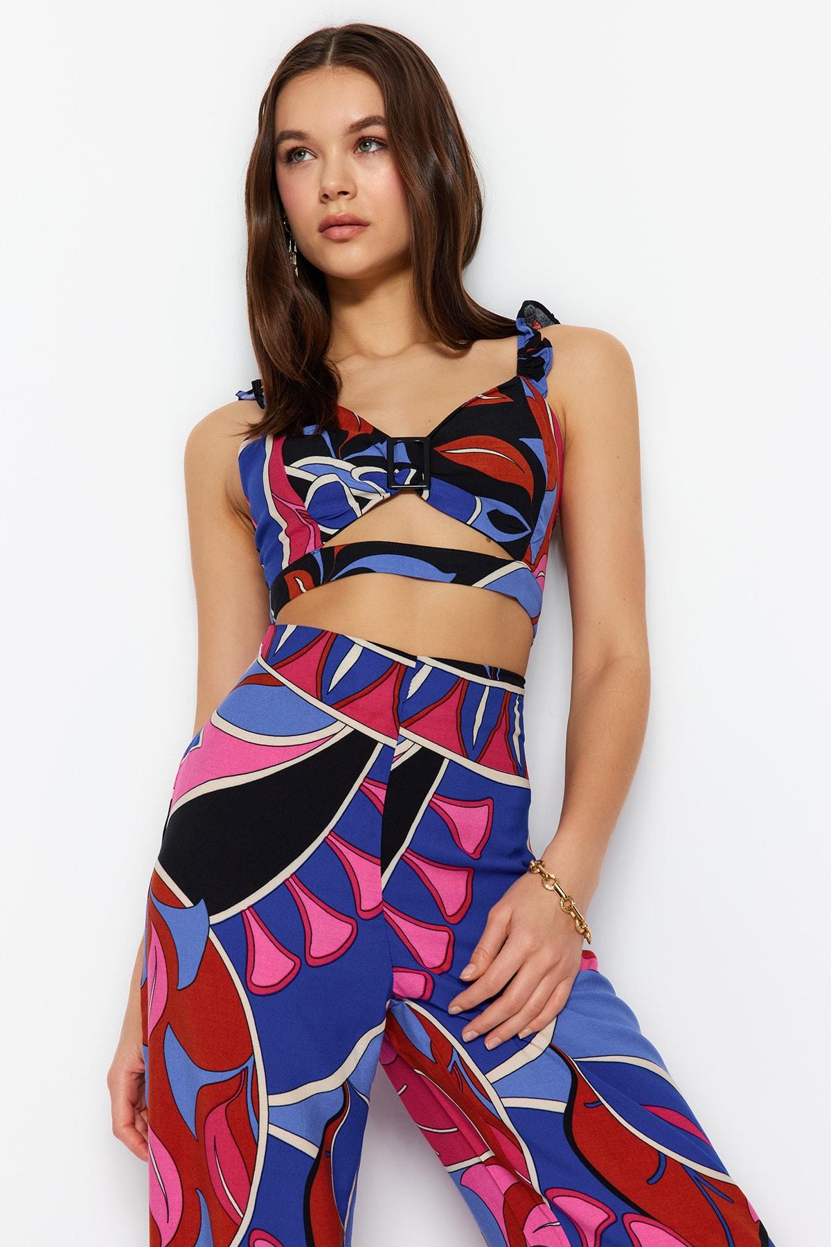 

Блузка - Синяя - Приталенная