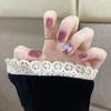 24Pcs Pink Silver Glitter Diamond Fake Nails Long Ballerina Press On Nails Reusable False Nail Tips Set