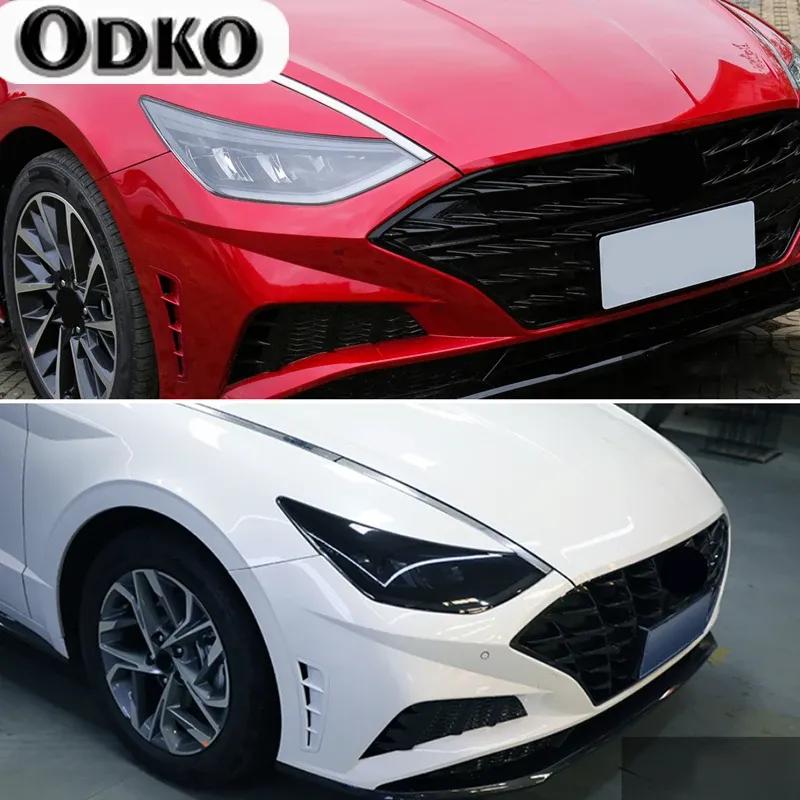 2Pcs Headlights Film Blackened Protective TPU Transparent Membrane Car Sticker For Hyundai Sonata DN8 10th Accessories