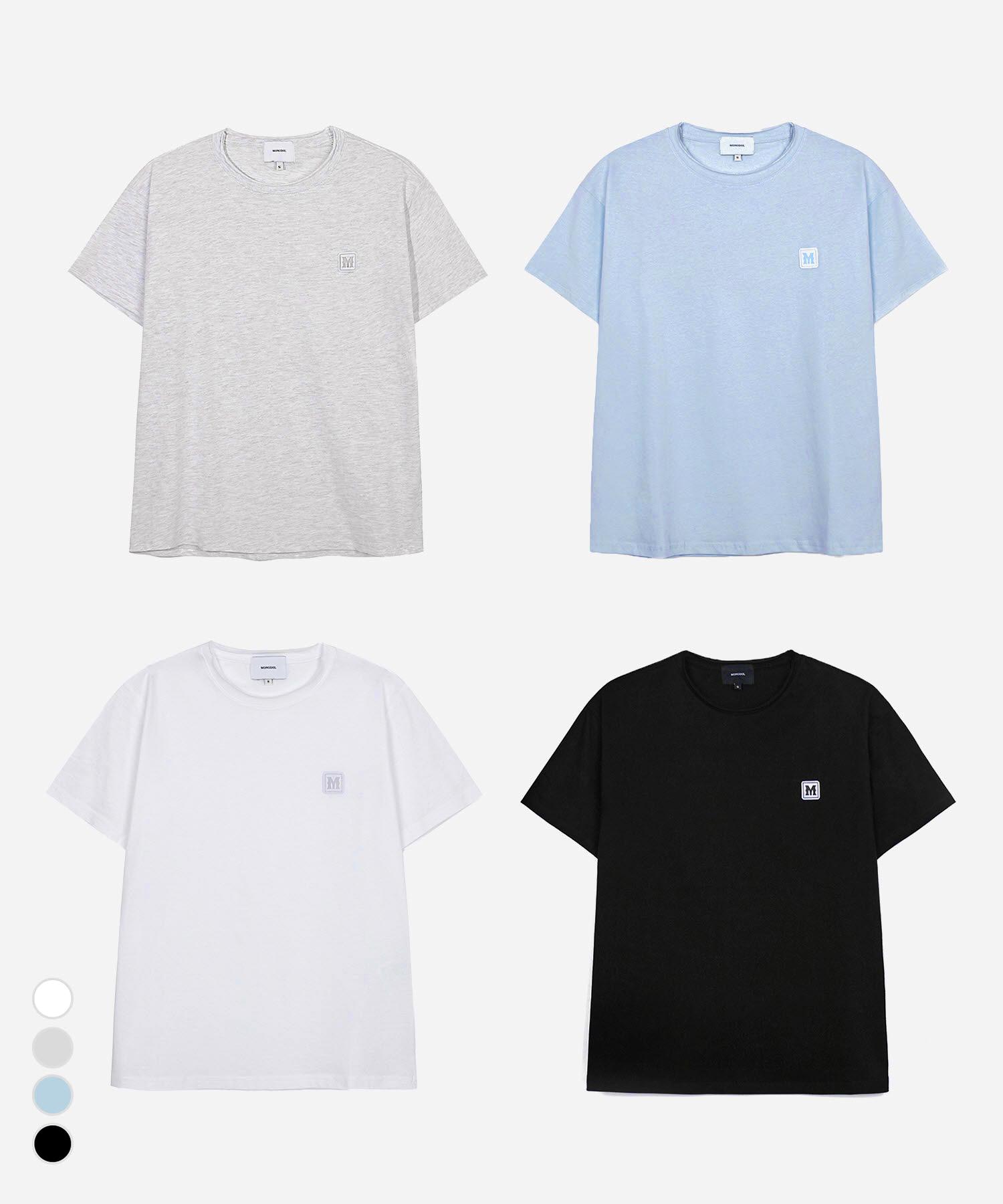 Mongdol [4Color] Cutoff Logo Short Sleeve T-Shirt Mdts048 Skyblue/S