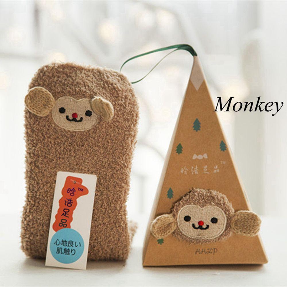 Soft with Tapered Box Cute  Hosiery Ankle Towel Winter Warm Animal Embroidery Floor Thicken Socks