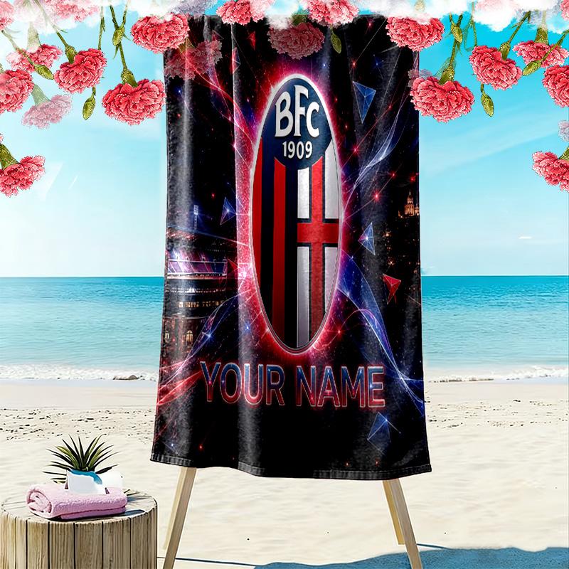 Bologna Fc Custom Name Print Beach Towel Large Soft Quick Dry Towel For Beach Camping Swimming