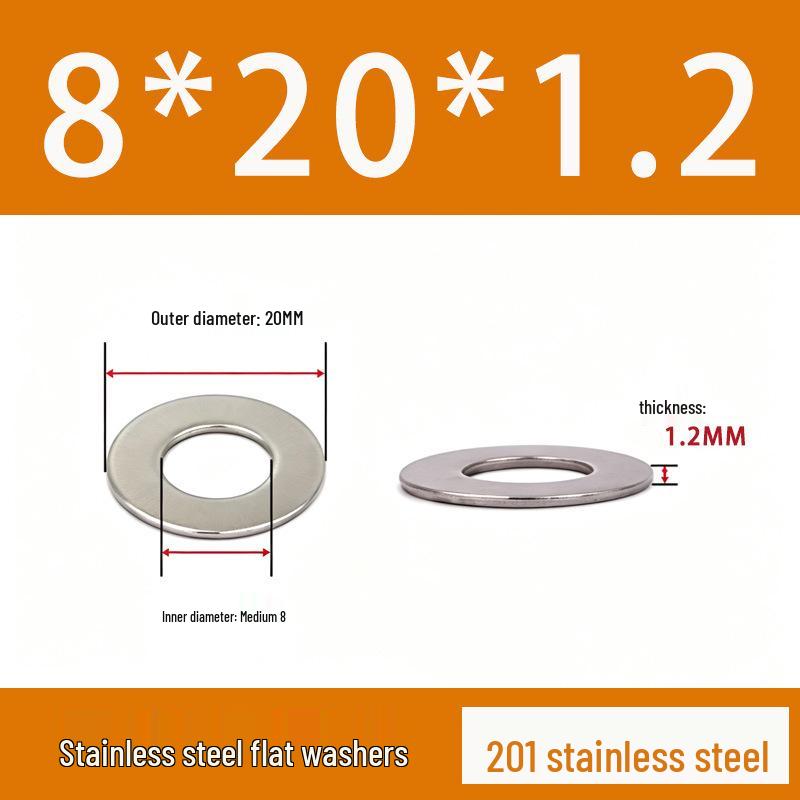 201 Stainless Steel Rust-proof Flat Washer - National Standard Hardware Fasteners with Complete Specifications, In Stock.