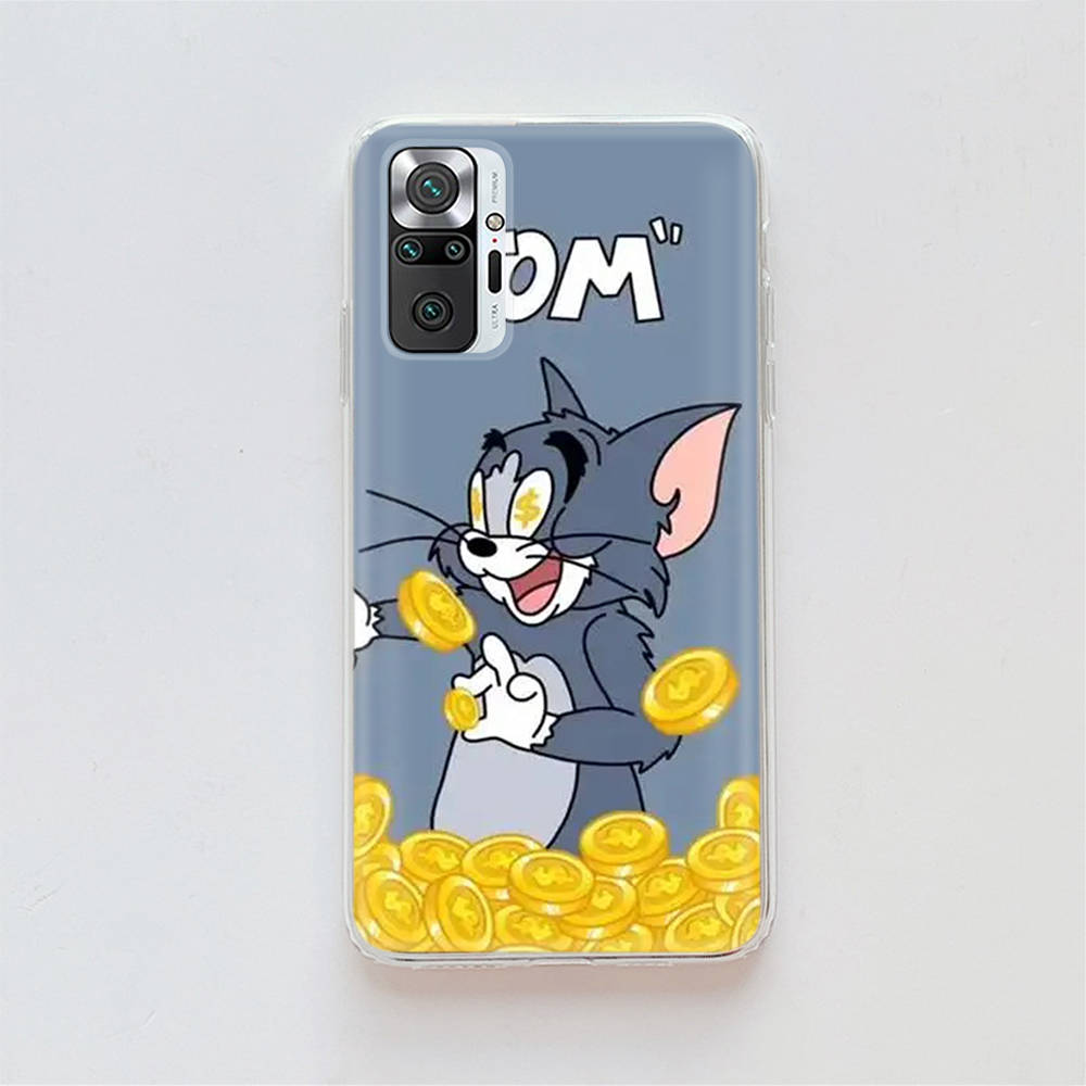 Transparente Hülle für Samsung A04 A14 A23 A34 A54 M23 M33 M52 M53 Realme Narzo 50 50I 50a Prime C35 C55 C30S 10 9 Pro T-95 Niedliche Tom Jerry Katze