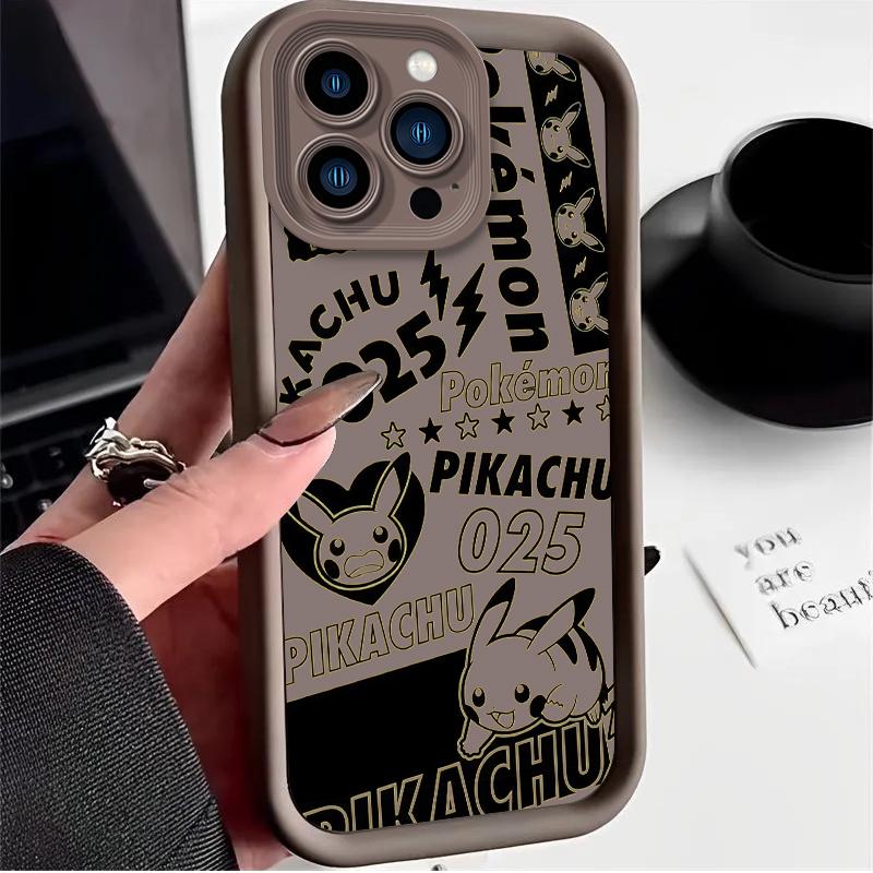 

Pokemon Pikachu Case for iPhone 16 E 15 14 13 12 Mini 11 Pro Max XS X 8 7 Plus SE Liquid Soft Silicone Shockproof Back Cover iPhone 8 7 SE