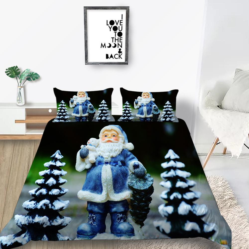 

Мультяшная Рождественская Серия Пододеяльник Наволочка Набор из Двух или Трех Предметов 3D Цифровая Печать Полиэстер AU Double 180*210