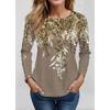 Long Sleeve Floral Pattern Women Casual T-Shirts Spring Autumn 3D Flower Print Retro Style Female Tee 3XL Plus Size O-Neck Tops