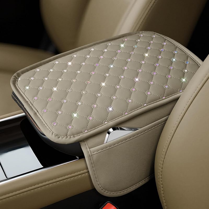SINGARO Bling Center Console Arm Rest Cover For Car, Middle Console Armrest Storage Box Cover, Interior Bling Car Accessories For Women And Man Gifts