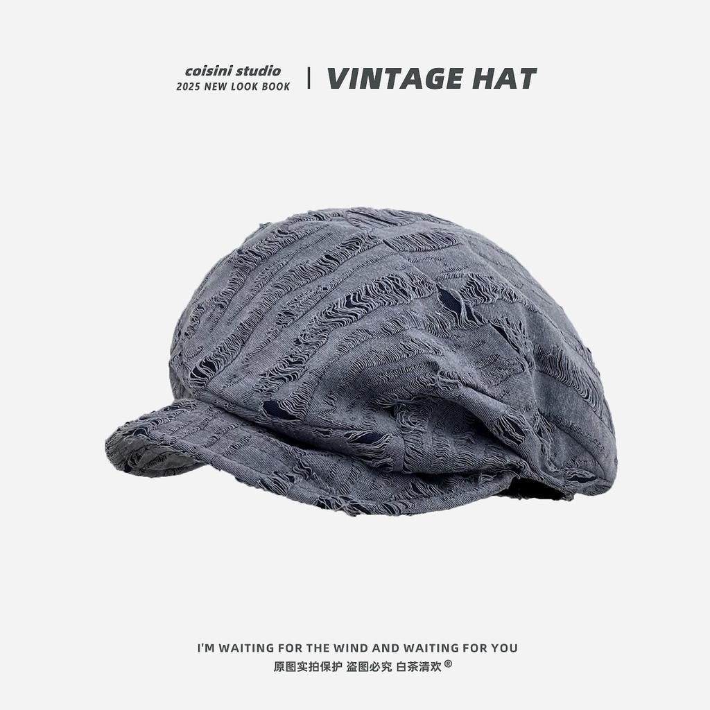 Retro Pleated Cloud Octagonal Hat Children Spring And Autumn Casual Versatile Literary Beret Showing Small Face