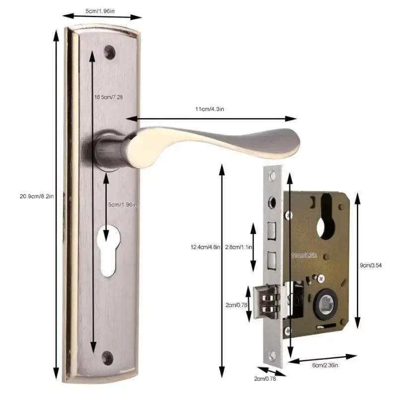 European Style Bedroom Interior Door Lock Easy Install Vintage Gold Color Door Handle Lock Set Anti-Theft Gate Lock Universal