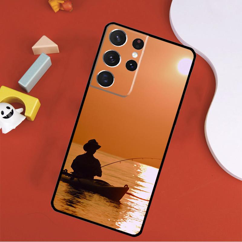 

Чехол для телефона Рыбак на озере на закате для рыбалки на басса для Samsung Galaxy S25 Ultra S24 Ultra S9 S10 S20 S21 S22 S24 Plus S23 FE Note 20 Ultra