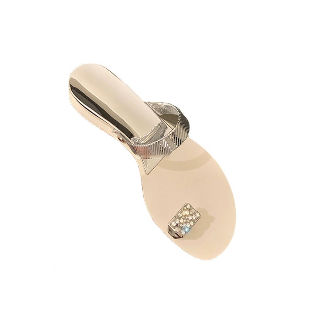 Yuanlitong Pigeon Egg Second Generation Rhinestone Slope Heel Set Toe Flat Bottom Slippers Women's Quality Strict Selection Sandals Wear Summer 2025