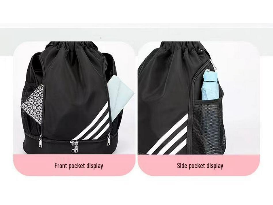 Leichter Rucksack mit Kordelzug und großem Fassungsvermögen für Schwimmen, Reisen oder Sport mit Trocken-/Nassfach