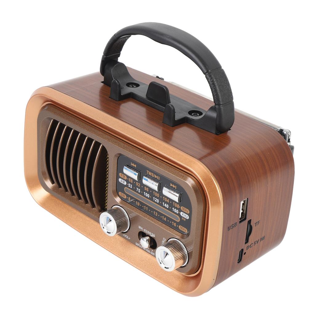 Retro Radio with   Spker Memory Card USB Playback Solar Battery Powered Rechargble Portable AM FM Radio for Outdoor Camping
