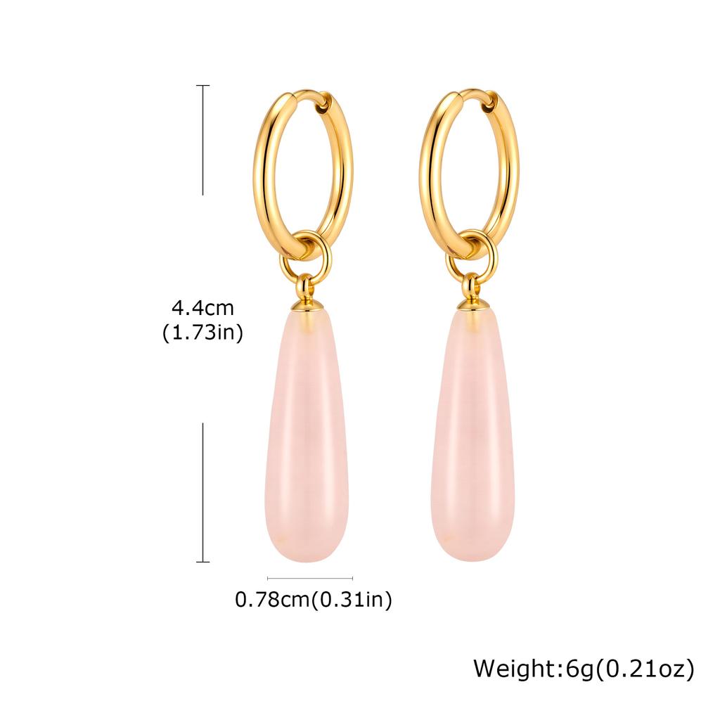 Fashion Crystal Drop Earrings for Women Natural Stone Waterdrop Long Pendant Earring Hypoallergenic Stainless Steel Boho Jewelry
