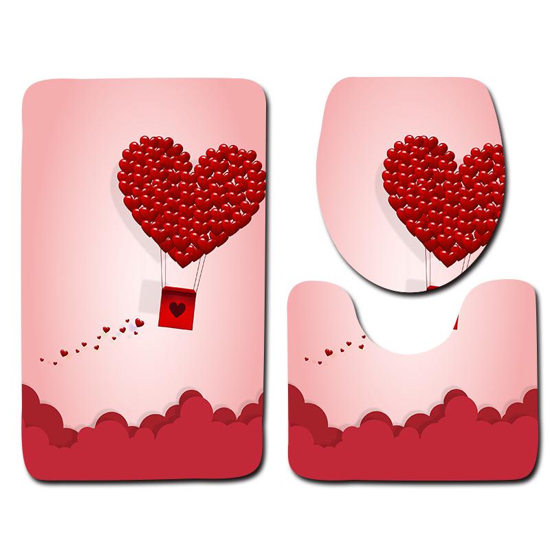 Romantic Dream Valentine'S Day Bathroom Toilet Floor Mat 3-Piece Set