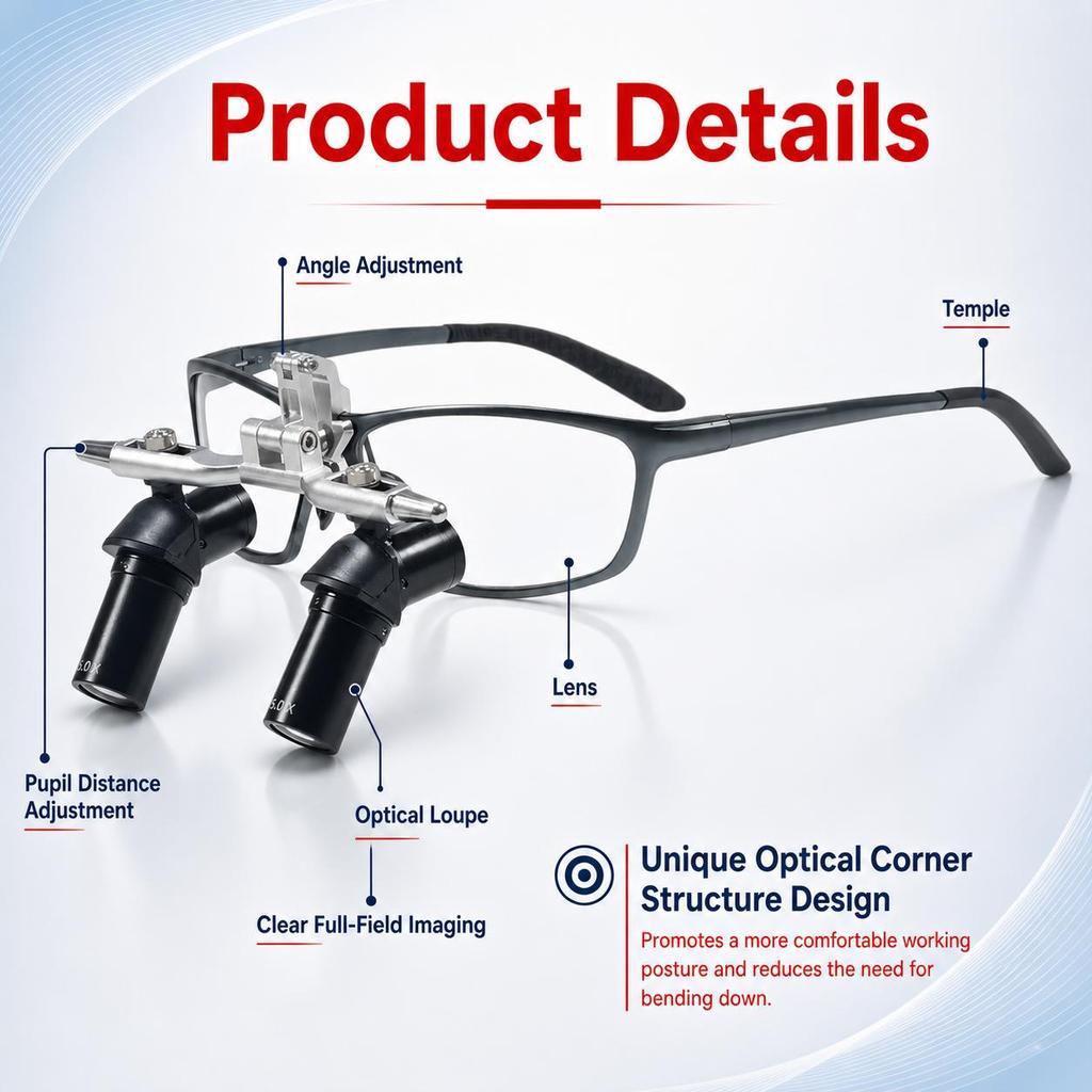 Ergo Optical Dental Loupes 48° 6X Flip Up Loupes for Oral Surgery Comfortable Alternative To Bending And Lowering Head