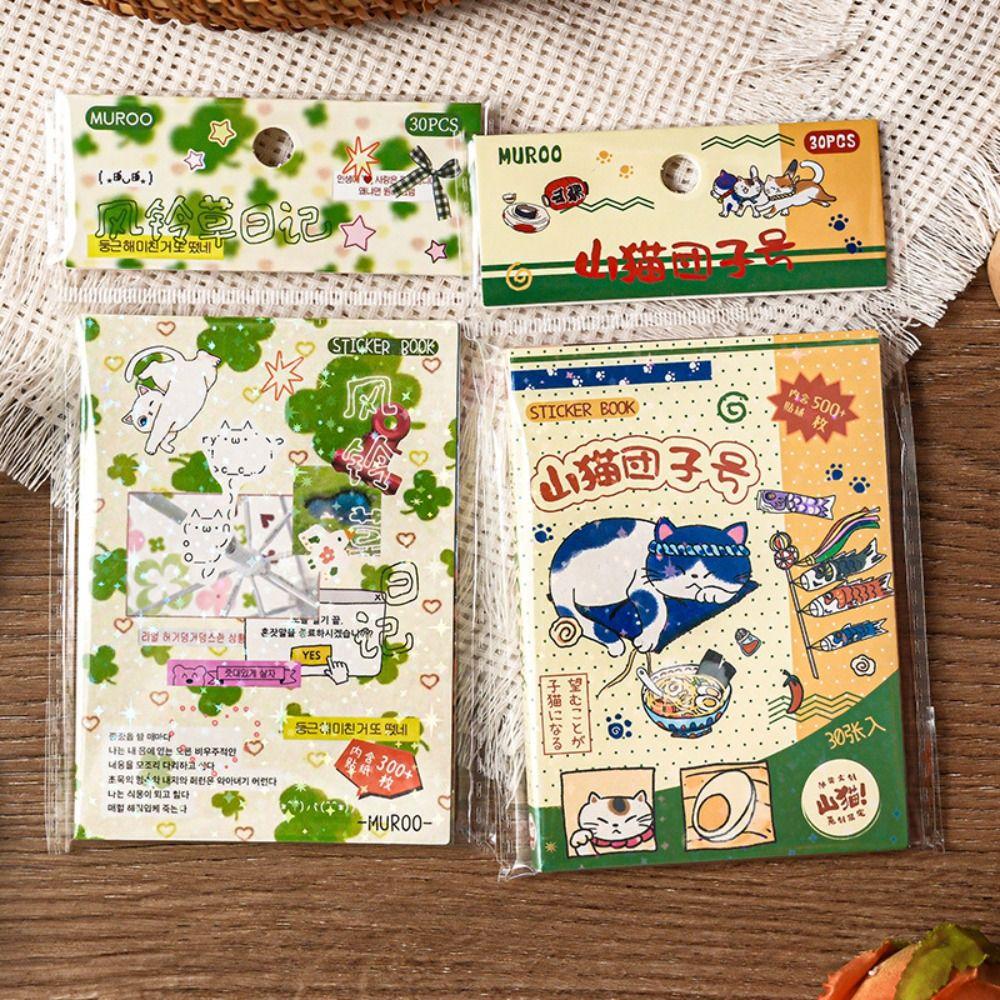 30 Sheets M5 Sticker Book Wind Chime Grass Decorative Aesthetic Stationery Stickers DIY Diary Scrapbook Cartoon Journal Stickers