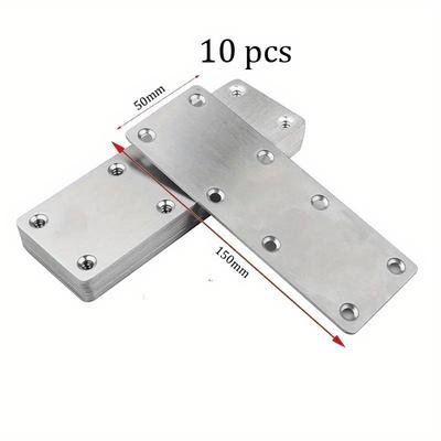 10pcs Flat Mending Plate Stainless Steel Flat Bracket Metal Straight Brace Repair Joining Fixing Bracket Wood Bracket Connector