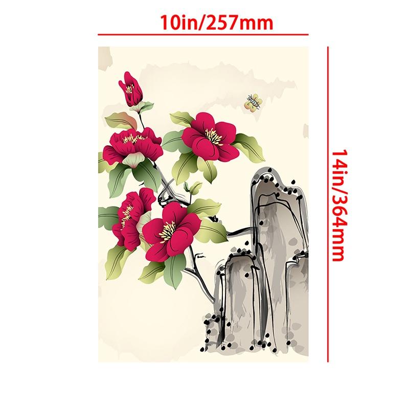 3-formaat canvas inkt schilderij bloemendecoratie poster zonder lijst voor thuis woonkamer muurkunst decor achtergrond