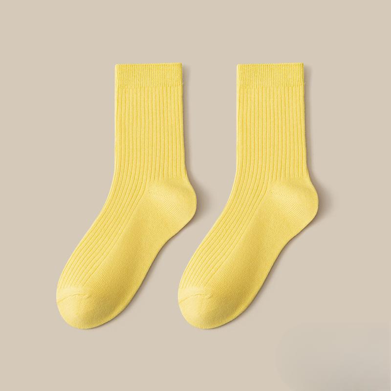 

Женские весенне-осенние хлопковые повседневные спортивные дезодорирующие носки-гольфы 1 pair жёлтый