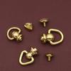 1PC Solid Brass Rivet and Studs with Screws D Ring and Triangle Design Rotate Head Spikes Buttons with D Ring Leather Craft Tool