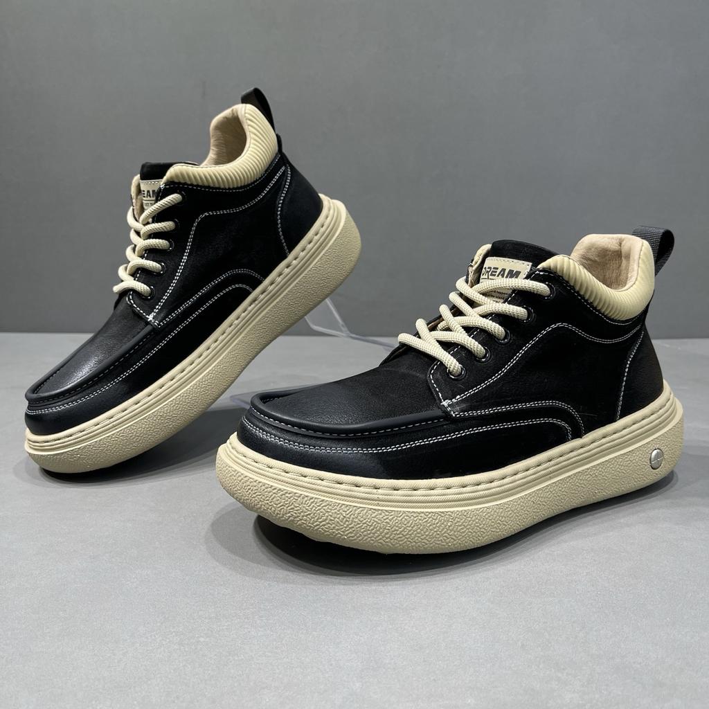 2026 autumn new men's shoes leather breathable deodorant casual shoes British retro soft baseplate shoes men