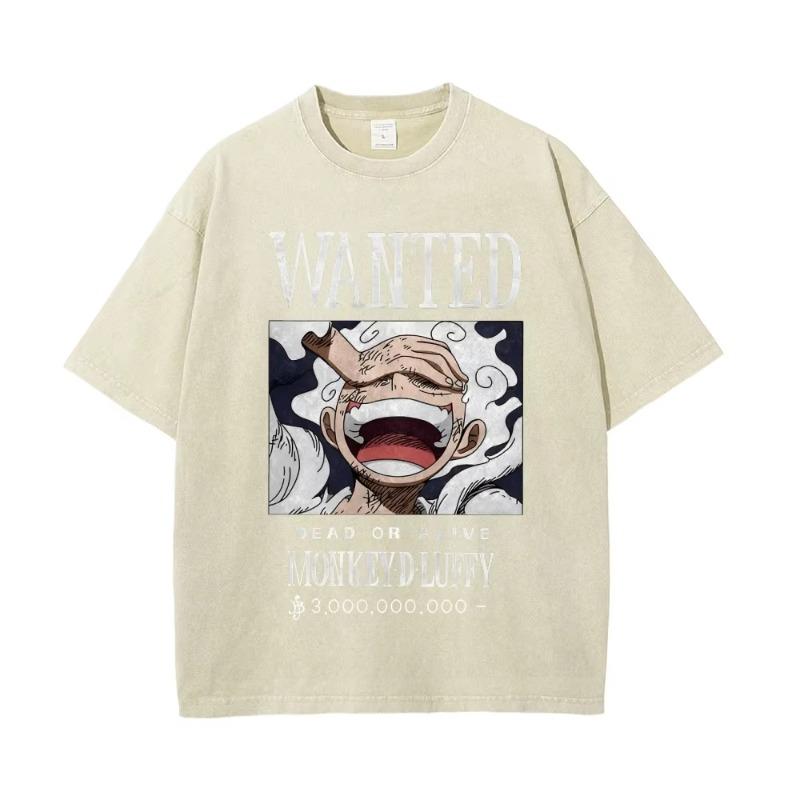 One Piece Luffy Oversized Vintage Washed T-shirt Men Women Short Sleeves Graphic Tee Summer Fashion New Streetwear Casual Tops