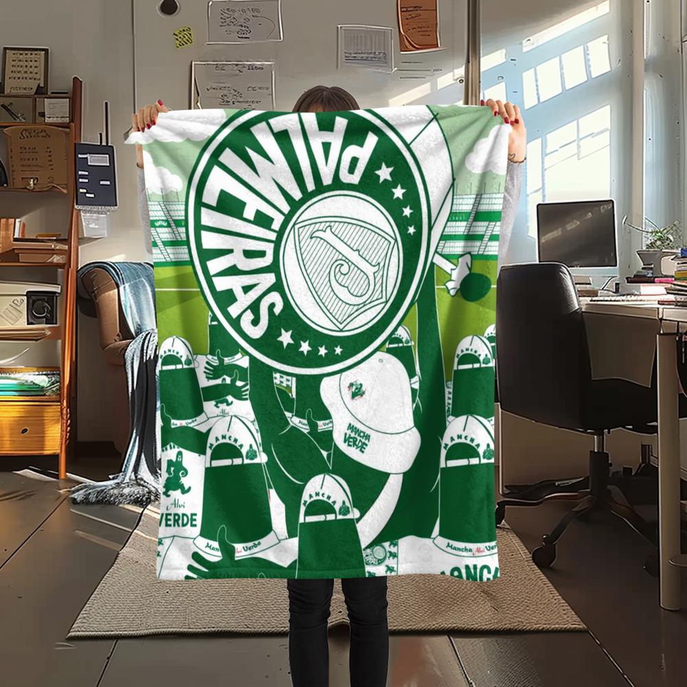 Palmeiras FC Pattern Flannel Blanket, High Quality Comfortable for All Seasons, Home Decor, Warmth and Comfort, Perfect for Gifts.