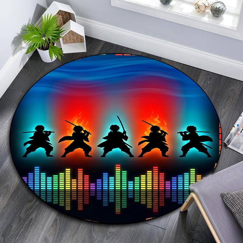 Tanjiro Kamado Pattern Round rug,Carpet Rug for Living Room Bedroom Playroom ,Non-slip Floor Mat,Holiday Gifts and Birthday Gifts.