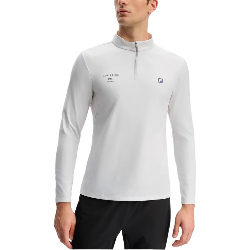 Fila Fleece Lined Half Zip Versatile Comfortable Long Sleeved T Shirt Men's To Premium Gray A11M441202FGY