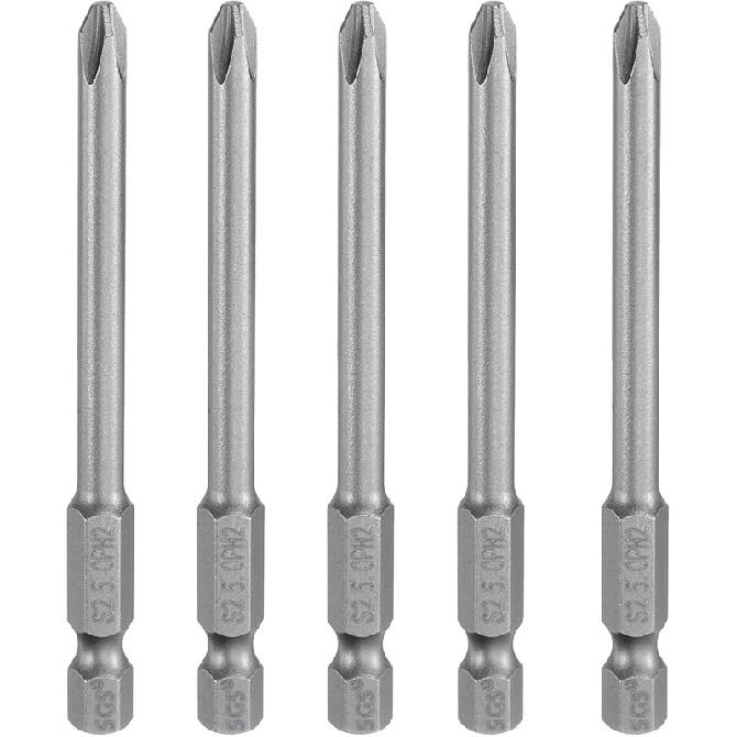 

HARFINGTON 5 шт. Насадка-отвертка Phillips №2 PH2 шестигранник 1/4 12 (300мм) Длинная магнитная бита для отвертки S2 из стали промышленного класса, крестовая PH2 x 80mm x 5mm