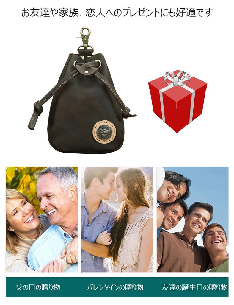 Whatna Natural Thick Cowhide Leather Coin Purse Coin Case Genuine Leather Mini Sacoche Carabiner Pouch Belt Loop Holds inch iPhone Drawstring Pouch