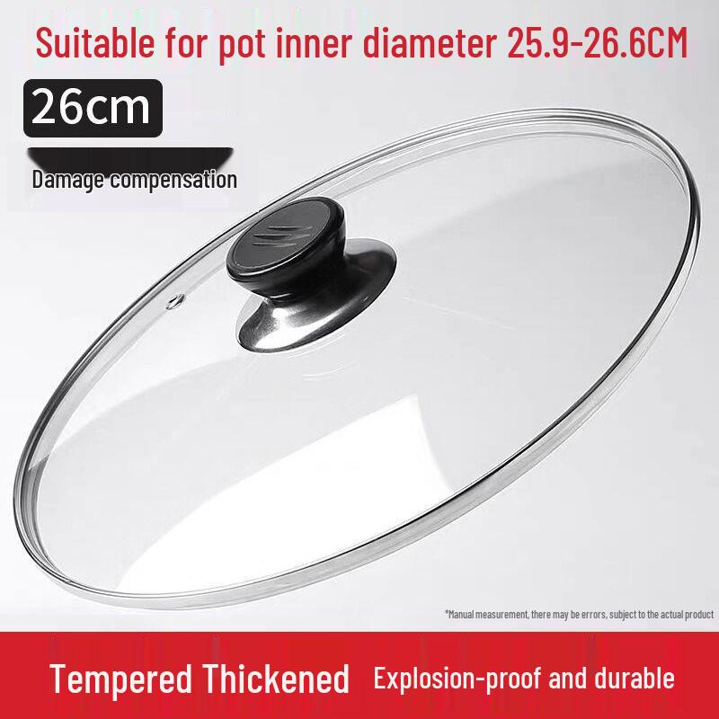 Universal Tempered Glass Stainless Steel Lid for Flat-Bottomed Pans and Woks