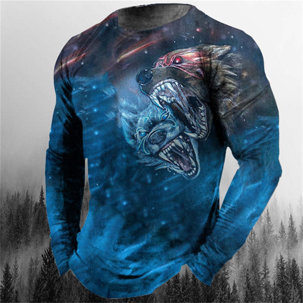 

Мужская модная футболка с изображением животного-аватара, 3D-цифровая печать, трендовая крутая футболка с длинным рукавом и круглым вырезом 6XL