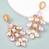 Pinkdudu Fashion Alloy Rhinestone Flower Drop Earrings European Personality Earrings For Women PD858