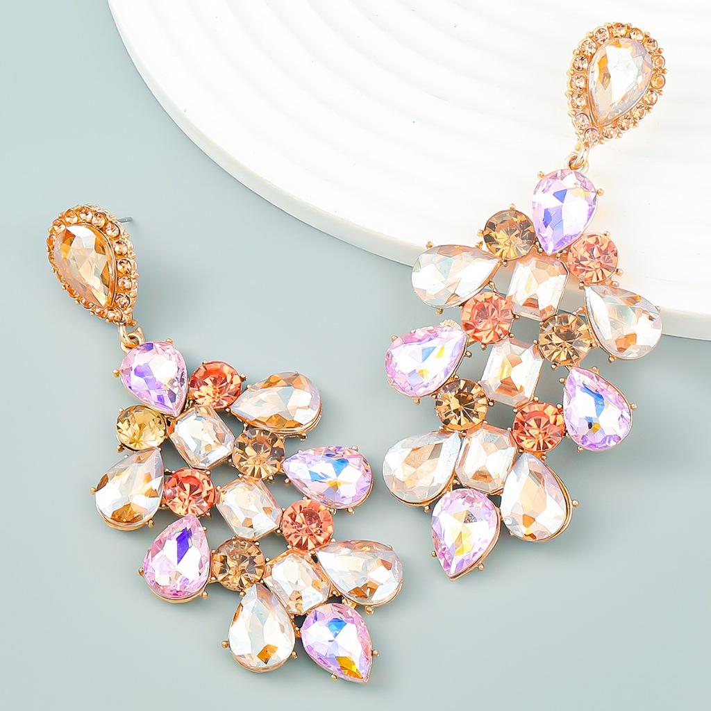 Pinkdudu Fashion Alloy Rhinestone Flower Drop Earrings European Personality Earrings For Women PD858