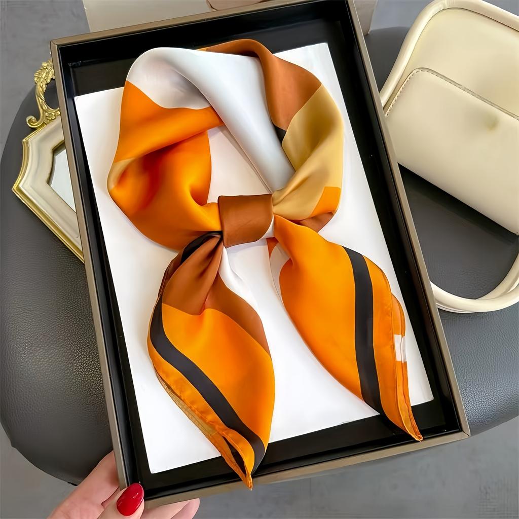 Eleganter Geometrischer Satin-Quadratischer Schal Damen Weich und Seidig Mode Halstuch Leichtes Bandana Kopftuch Stola Haaraccessoire