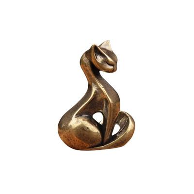 Brass Cat Figurine, Vintage Brass Sculpture, Desktop Craft, Small Ornament, Home/office Cat Statue, Home Decoration
