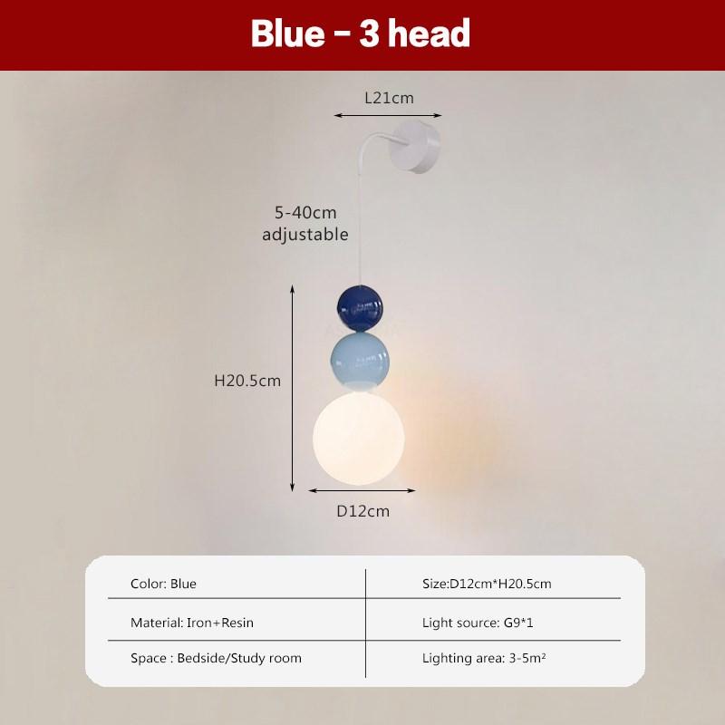 Nordic LED Wall Lamp Macaron Resin 2/3 Heads Lighting Fixtures Bedroom Living Room Study Room Indoor Decorative Luminaire Lustre