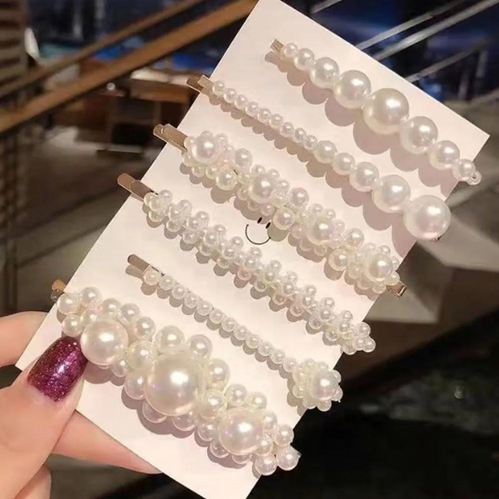 Pearl Hair Side Hair Accessory Straight Hairpin 5-Piece Set Pearl 5-Piece Set
