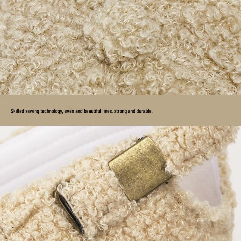 ZHENYUEQI Women's Teddy Fleece Rhinestone R-Letter Baseball Cap