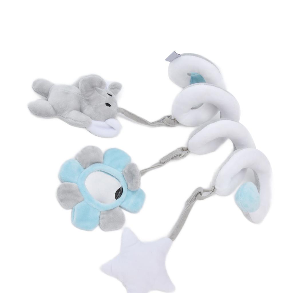 Baby Plush Animal Stroller Toys Spiral Activity Hanging Toys Ringing Bell Crib Stroller ToysGray