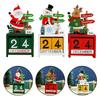 1pc Christmas Advent Countdown Calendar Desk Decoration Wooden Calendar Ornament Christmas Present
